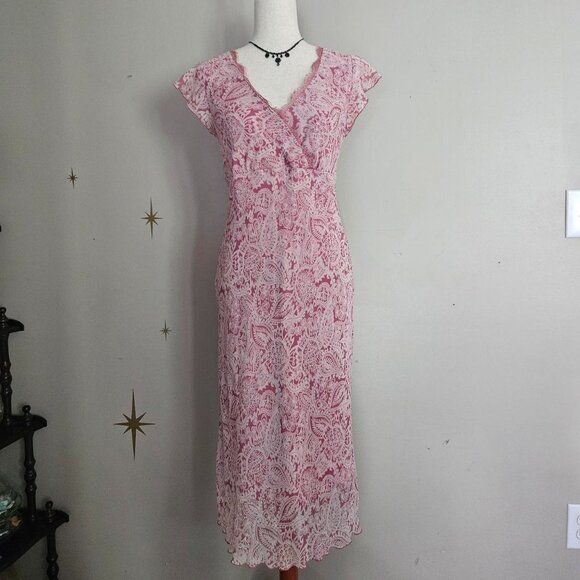Dress Barn Dresses & Skirts - Dressbarn Pink Midi Dress Size 4 Fairy Butterfly Sleeves y2k Feminine Vintage